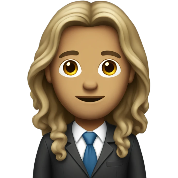 Long haired hippie in a business suit emoji