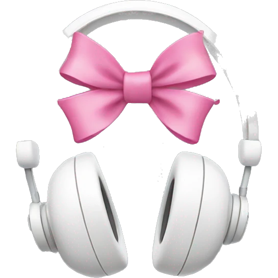 white headphone with pink bows on them emoji