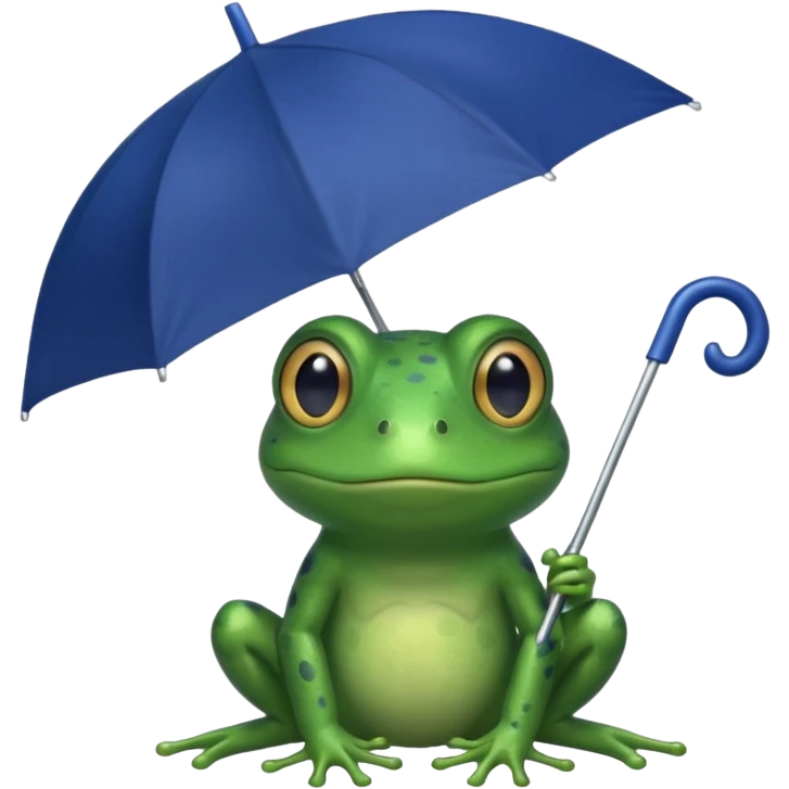 Frog hold small dark blue umbrella emoji