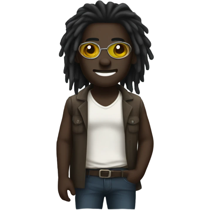 Dark skin male with eye patch and dreadlocks emoji