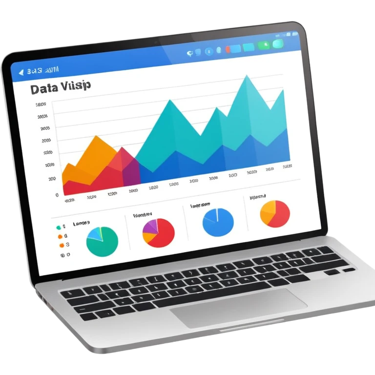 laptop, data visualization app with graphs emoji
