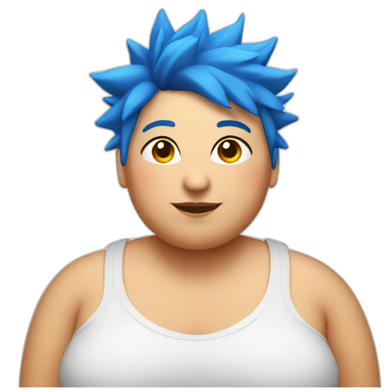 Older fat lesbian Chilean very short spiky bright blue hair emoji