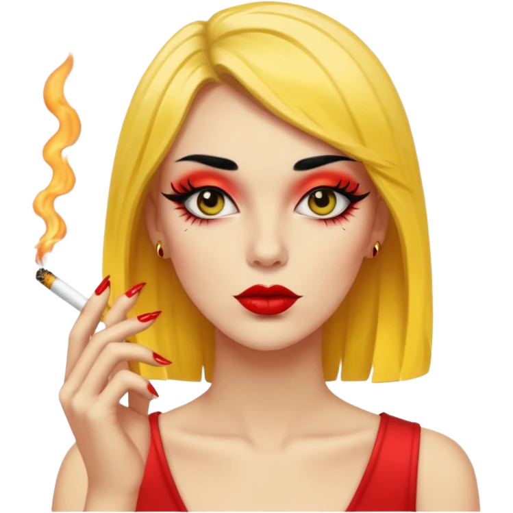 Baddie smoking yellow face with lashes and nails  emoji