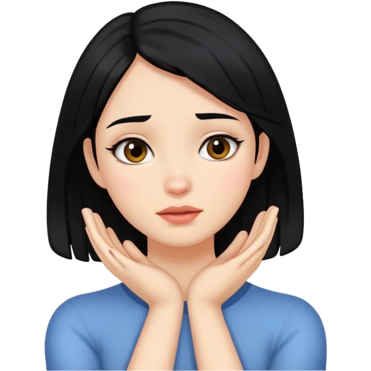 girl with black hair grabbing her neck herself with her hands  emoji