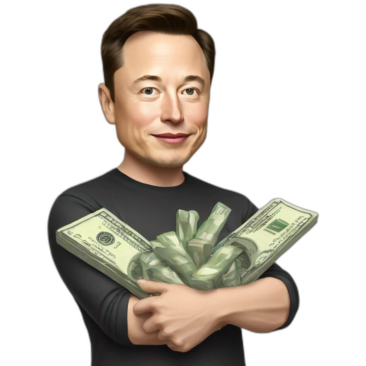 Elon musk holding money emoji