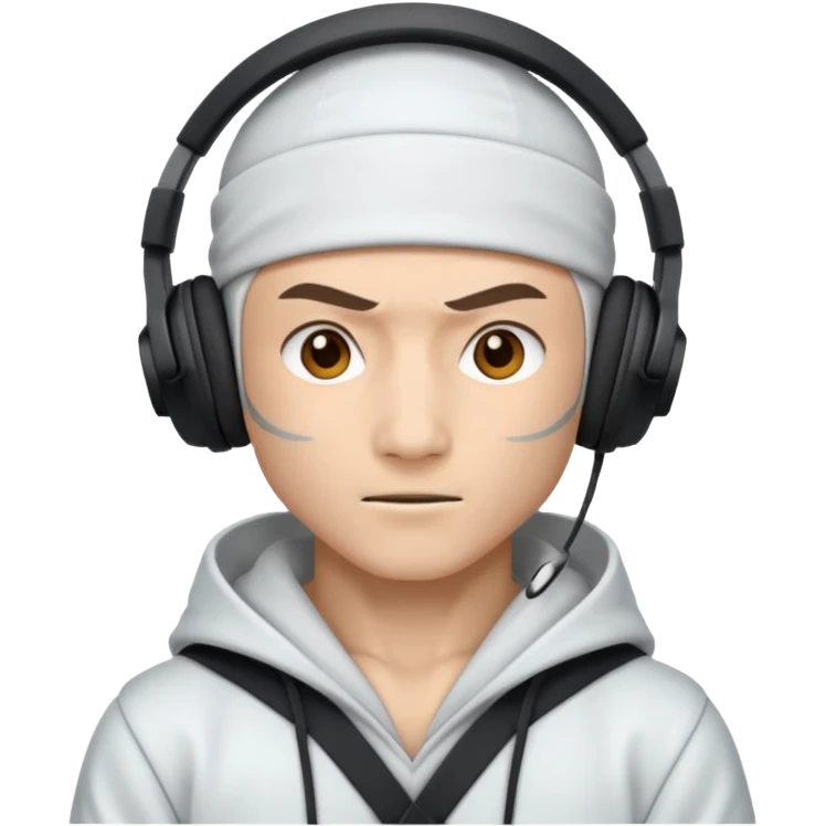 ninja, ninja with white headphone emoji