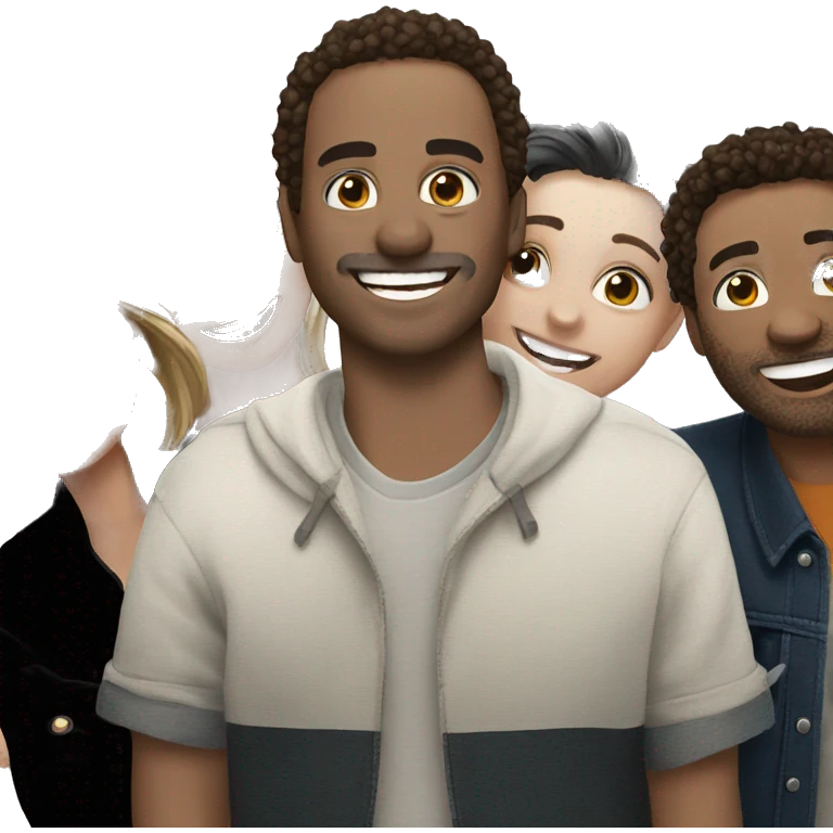 group of friends smiling warmly emoji