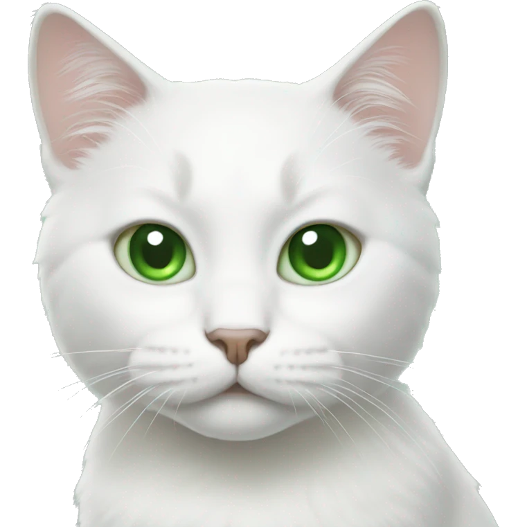 White Cat with green eyes  emoji