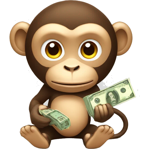 a monkey holding a lot of money emoji