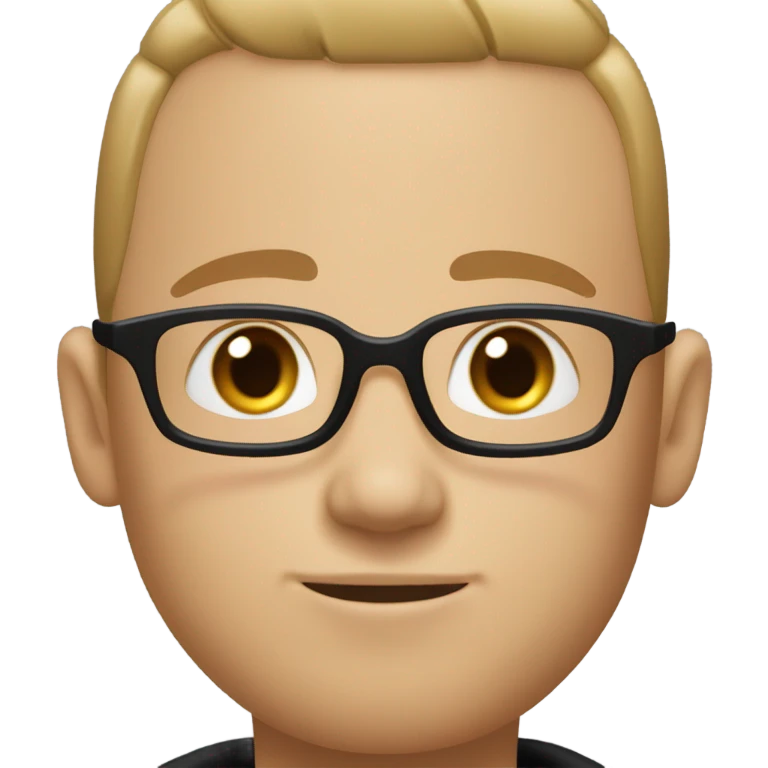 boy with very light brown skin, buzz cut, no facial hair, wearing a smart black quarter zip jumper with white t shirt underneath. emoji