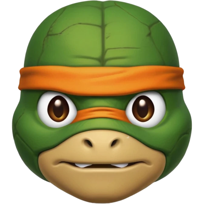Michelangelo from Teenage Mutant Ninja Turtles, emoji style, head only, cute minimalistic style, with a serious expression emoji