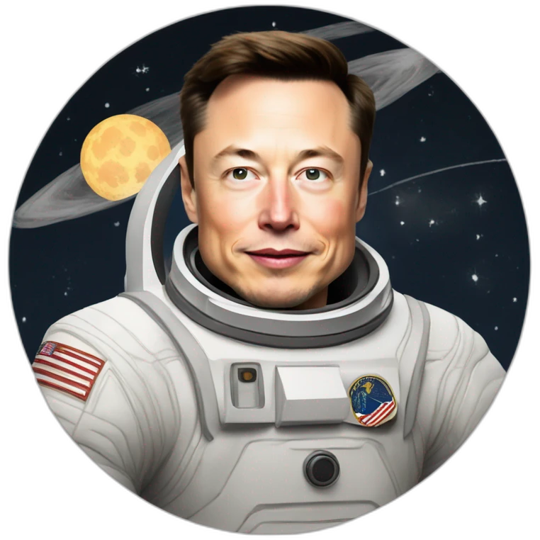 Elon Musk in the space in the moon emoji