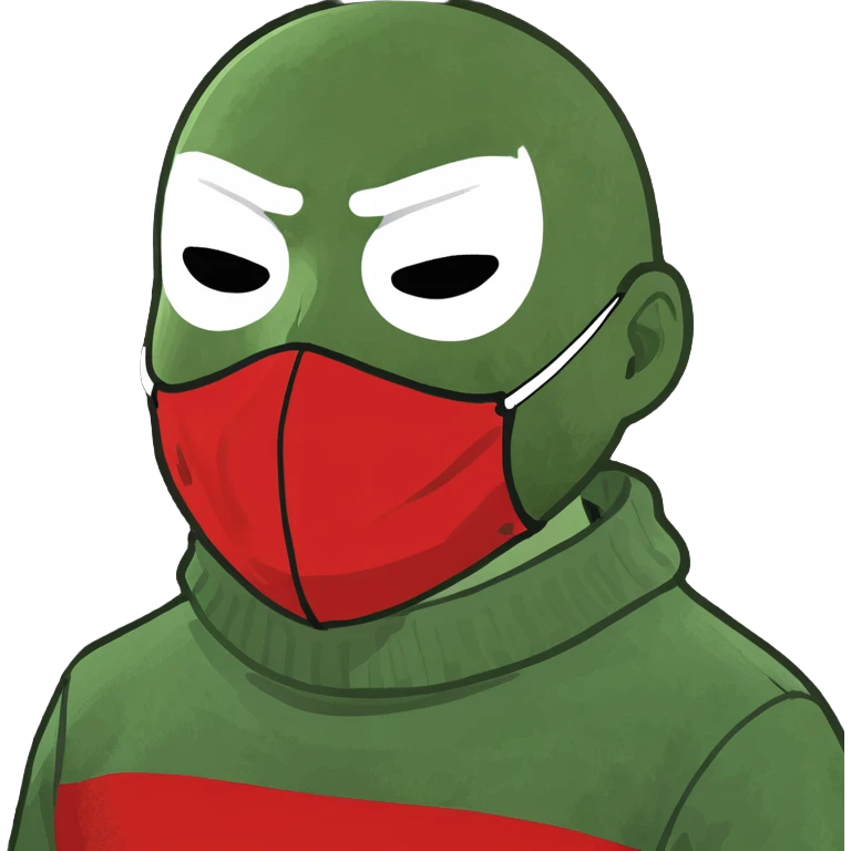 A guy in a black and white mask and red sweater emoji
