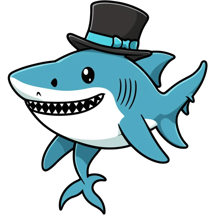 Shark with a top hat emoji