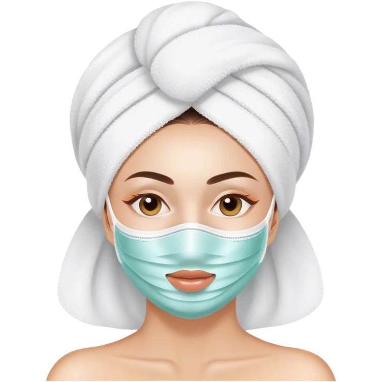 Lady with face mask spa beauty full face relaxing emoji
