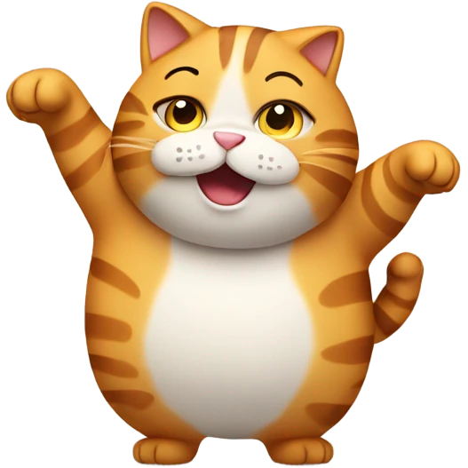 Fat cat waving hi emoji