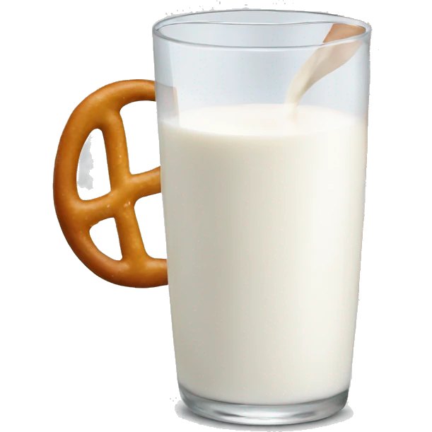 A glass of milk with a pretzel emoji