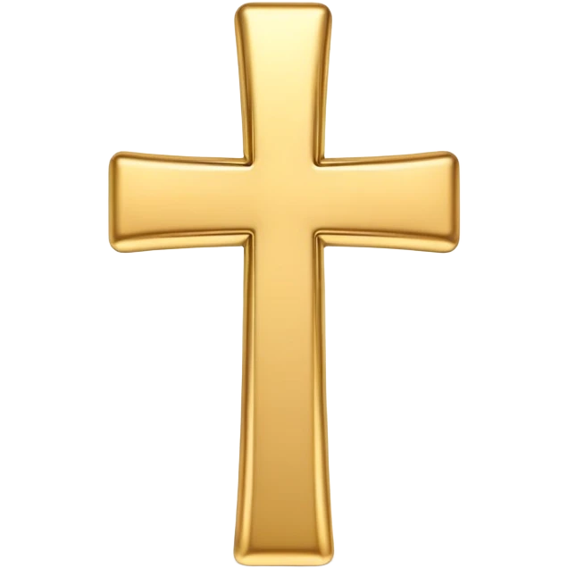 3D emoji of a simple cross, made of smooth wood or gold, with soft edges and a glossy finish in emoji style emoji
