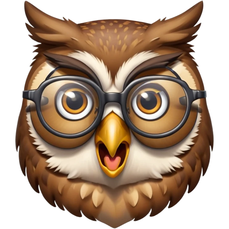 owl with glasses falling off and surprised expression emoji