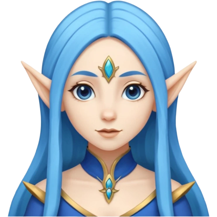 woman elves with blue long hair  emoji