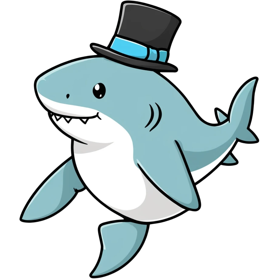 Shark with a top hat emoji