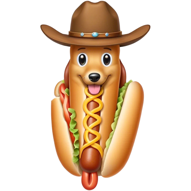 Hot dog with cowboy hat emoji