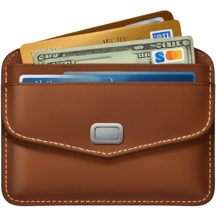 portefeuille marron avec quelques billets et carte bancaire emoji