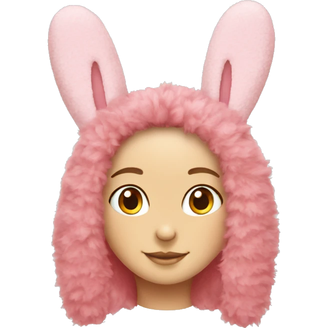 Pink fluffy bunny ears headband emoji