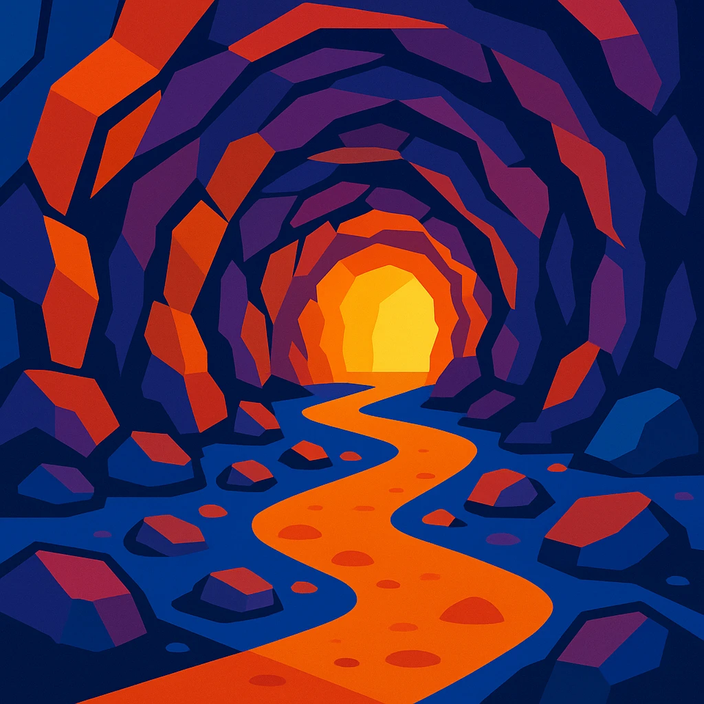 a cave, vibrant toon style emoji