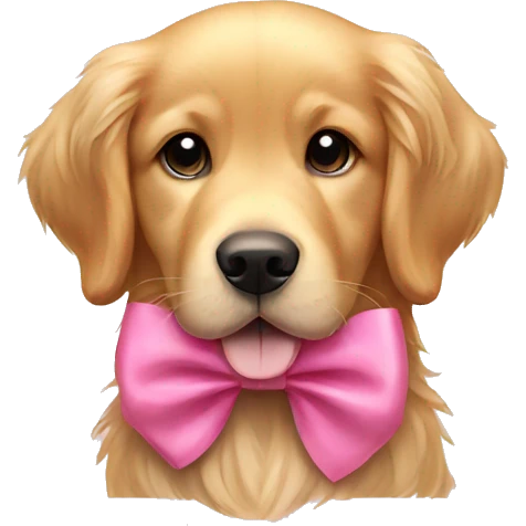 Adorable golden retriever with pink bow emoji