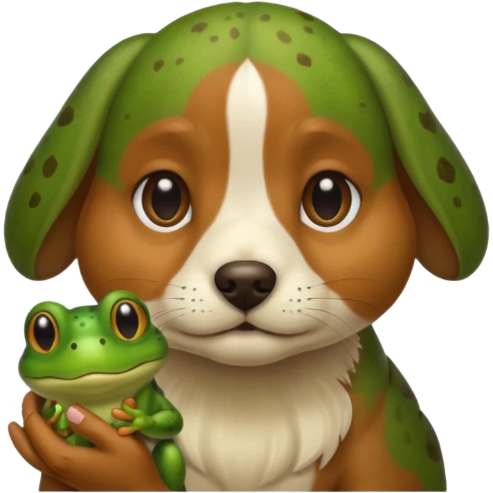 Hond draagt een kikker emoji
