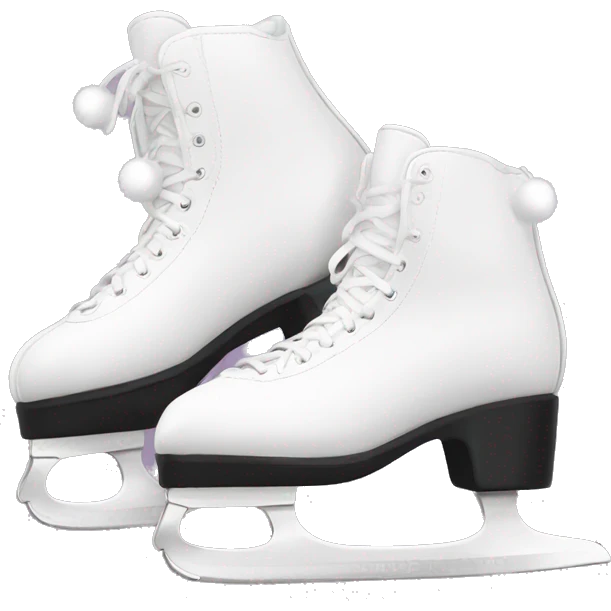 White figure skates with Pom poms emoji