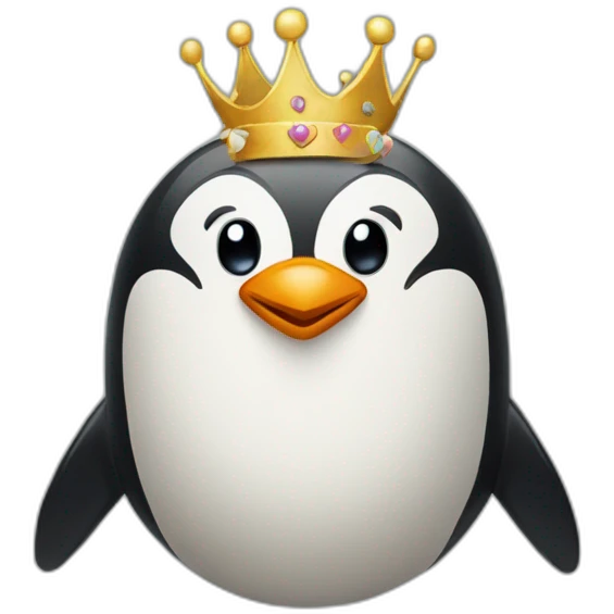 a penguin head with a crown emoji