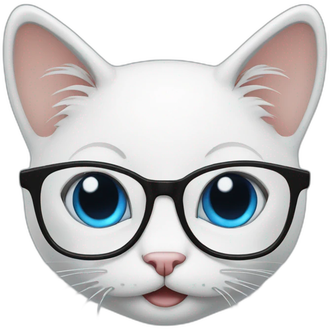 happy cat with blue eyes and black eyeglasses emoji