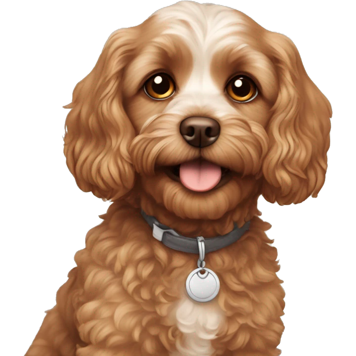 Cavapoo with brown eyes and patches emoji