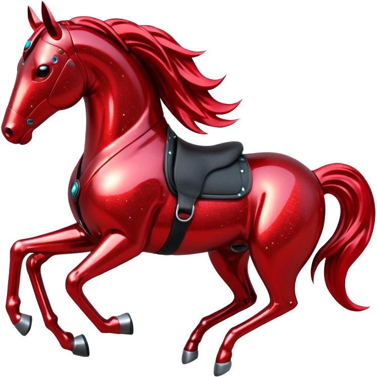 red glitter cyberpunk horse emoji