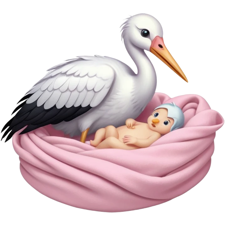 stork carrying a baby in a bundle emoji
