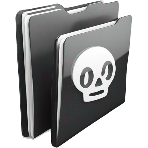 3d glass icon folder with documents in black color emoji