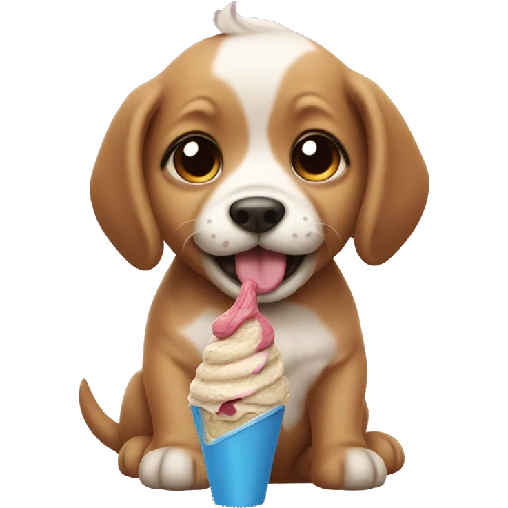 Puppy eating ice cream emoji