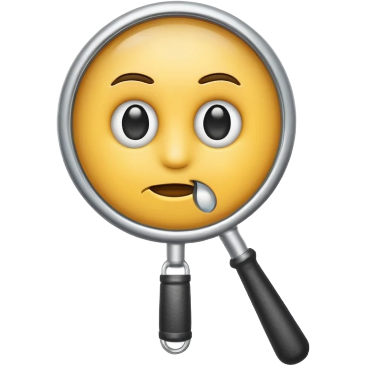 serious emoji with magnifying glass with white handle emoji