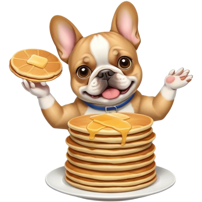 French bulldog tossing pancakes  emoji