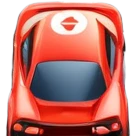 grandstands filled with cheering crowds, checkered flags waving, and traffic lights signaling the start, with a thrilling atmosphere of anticipation and speed. Sporty cars and motorcycles lined up at the starting line, ready to race, with a vibrant racetrack in the background. emoji