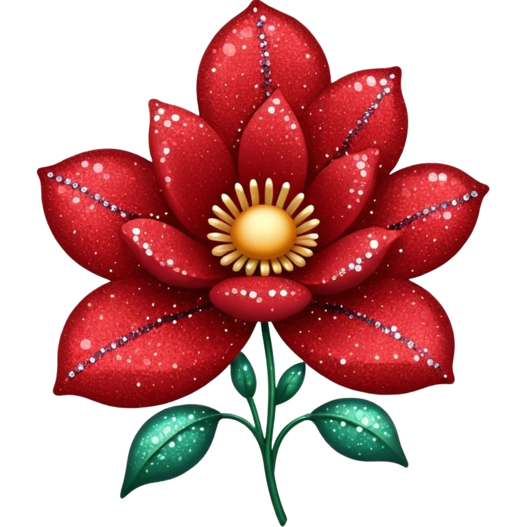 red glitter flower  emoji