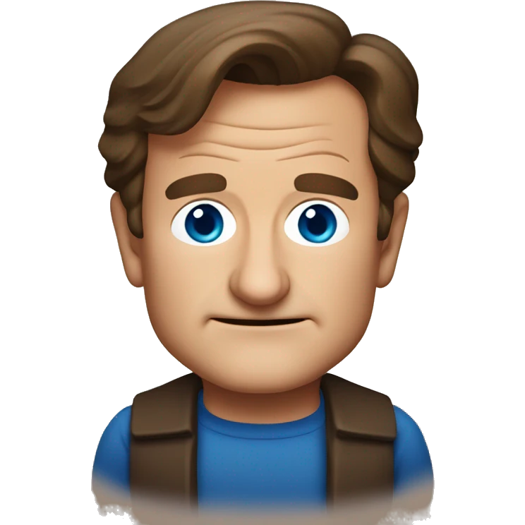 Robin Williams with brown hair and blue eyes emoji