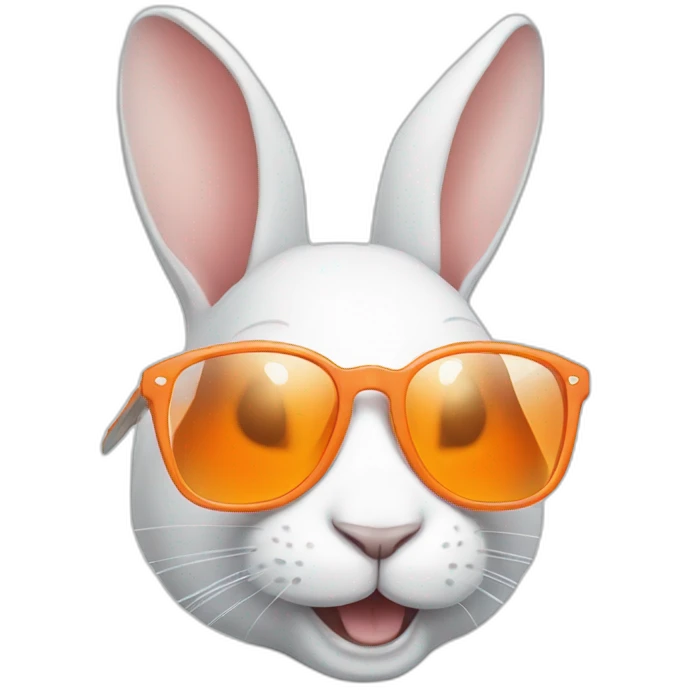 White rabbit with orange glasses emoji