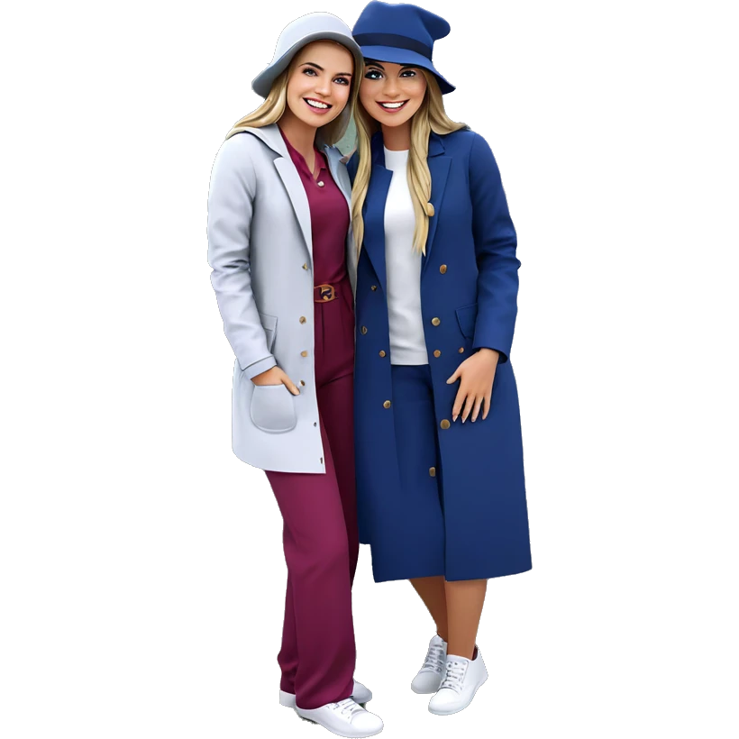 smiling girls in stylish hats emoji