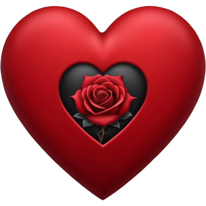 realistic gothic heart with a black rose emoji