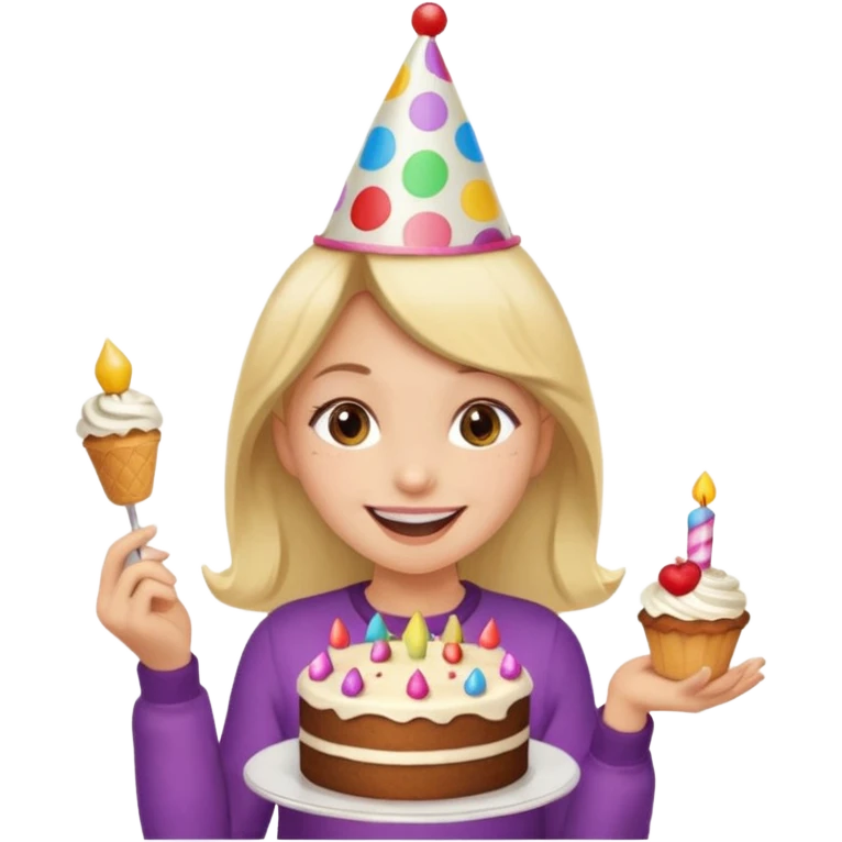 A girl in a cake happy birthday emoji