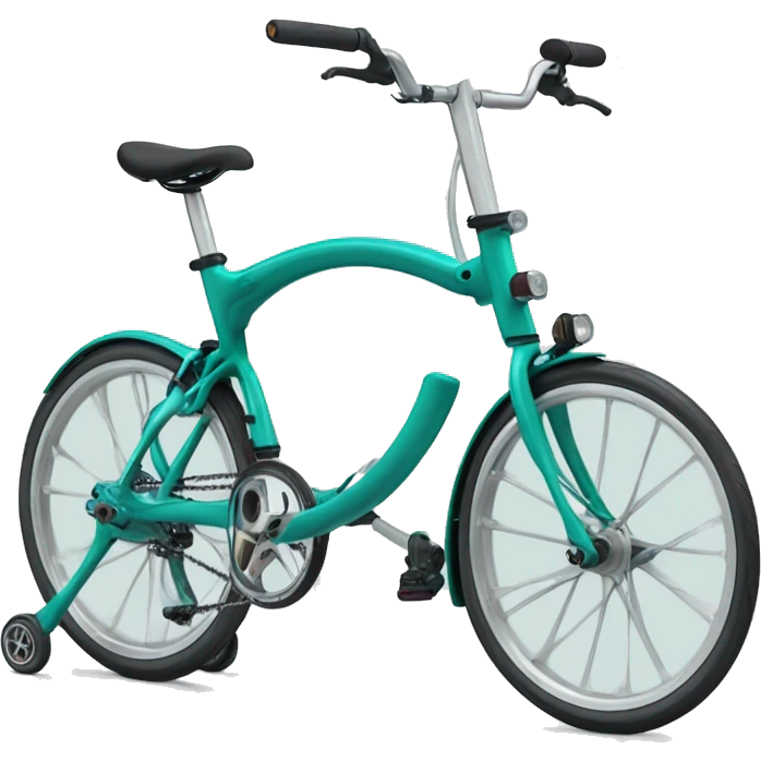 brompton bike with slightly oversized wheels in a teal colo emoji