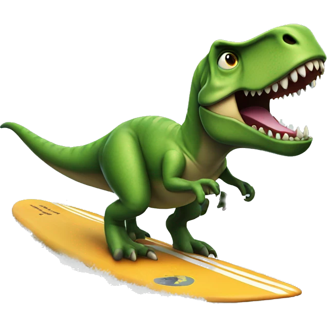 t-rex surfing emoji